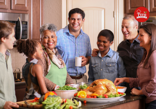 familia peruana cocinando cena de navidad